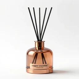 copper essential oil diffuser, clean 3d render, octane render, isolated on a pure white background, centered, entire object in frame, sharp focus, soft studio lighting