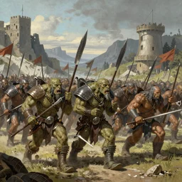 marching orc army by Mark Brooks, Donato Giancola, Victor Nizovtsev, Scarlett Hooft, Graafland, Chris Moore