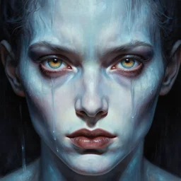 close up sci - fi cosmic male horror art simon stalenhag waterfall eyes, water skin, elegant, highly detailed, centered, digital painting, concept art, smooth, sharp focus, illustration, artgerm, tomasz alen kopera, peter mohrbacher, donato giancola, joseph christian leyendecker, wlop, frank frazetta