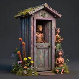 the outhouse, metaphysical art, fantasy, surrealism, zbrush, unreal engine, vibrant, detailed, by craola, rhads, anton fadeev, and tim doyle