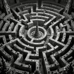 extremely detailed interstellar labyrinth, gothic horror, mc escher, mind bending