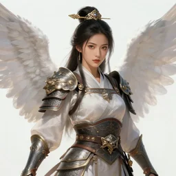 portrait of an asian warrior woman, angel of heaven, wlop, beautiful portrait, digital illustration, artstation, cgsociety