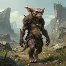 highly detailed portrait photo of a humanoid kobold wandering through a scenic dystopian environment, hyperrealistic illustration by william didier - pouget