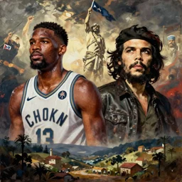 jaylen brown, jayson tatum, jaylon brown as fidel castro, jayson tatum as che guevara, cuban revolution, oil on canvas by ferdinand hodler, digital art, trending on artsation, octane render