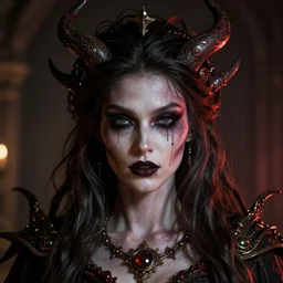 headshot portrait of nightmare queen inspired by occult alchemy, detailed, textured, realistic, unreal engine, cgsociety, cinematic lighting, concept art
