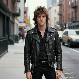 1977 Ramones, punk rocker, leather jacket, New York City, backstreets