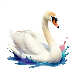 swan vector splash art graphic design color splash high contrasting art, fantasy, highly detailed, art by greg rutkowski