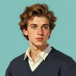 A beautiful portrait of young man, digital art by Eugene de Blaas and Ross Tran, vibrant color scheme, highly detailed, in the style of romanticism, fine Art,