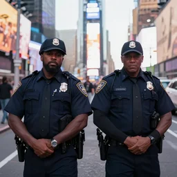 police officers arresting each other in Time Square