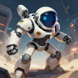 portrait of a robot starship captain with a helmet video game character, digital illustration portrait design 3 / 4 perspective, detailed, gorgeous lighting, wide angle action dynamic portrait