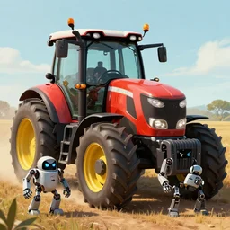 farm tractors revolution, robots revolution, angry bots, matte painting, digital art, trending on artstation, high quality