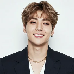 jungkook of bts modeling, portrait, photo realistic, grin
