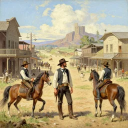 greg manchess painting of a wild west town in the year 1 8 5 0, painting, trending on artstation, by huang guangjian and gil elvgren and sachin teng