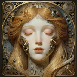 symmetry!! sleeping beauty, machine parts embedded into face, intricate, elegant, highly detailed, digital painting, artstation, concept art, smooth, sharp focus, illustration, art by artgerm and greg rutkowski and alphonse mucha, 8 k