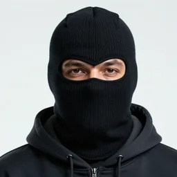 a highly detailed headshot portrait of a man wearing a balaclava with a hoodie concept art