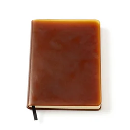 amber notebook stack, 8k product photo, isolated on a pure white background, centered, entire object in frame, sharp focus, soft studio lighting