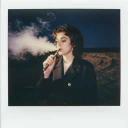 anna akhmatova vaping, polaroid, by jamel shabazz