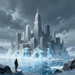 the city under the ice, artwork by Ted Nasmith and H R Giger, trending on art station
