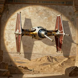 ancient Egyptian x-wing tie fighter wall painting