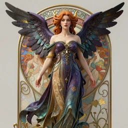 a very beautiful highly detailed hyperrealistic 8 k render of carolyn murphy as dark psychedelic seraphim in alphonse mucha style trending on artstation octanerender