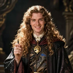Giga Chad dressed up as a wizard.