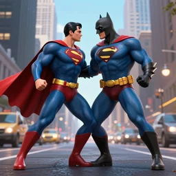 batman fighting superman in new york city, unreal engine