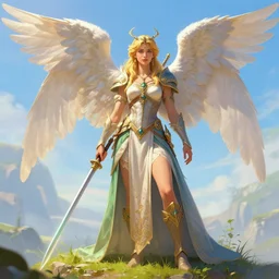 angel, ultra detailed fantasy, dndbeyond, bright, colourful, realistic, dnd character portrait, full body, pathfinder, pinterest, art by ralph horsley, dnd, rpg, lotr game design fanart by concept art, behance hd, artstation, deviantart, hdr render in unreal engine 5
