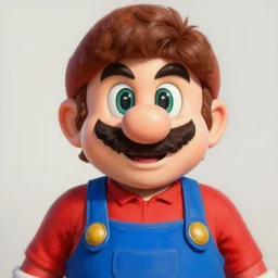 a portrait of a mario bros with green eyes and brown hair, wearing tshirt, a photorealistic painting by mandy jurgens, trending on artstation, photorealism, detailed painting, behance hd, hyper realism