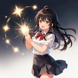 magic sorcery spell, particles floating in midair, anime girl, trending on artstation, pixiv