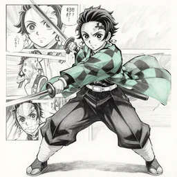 a very detailed pencil drawing of emma watson in demon slayer manga panel 4 k, high resolution, still, landscape, hd, full body, action, sword, hyper realistic, manga, koyoharu gotouge,