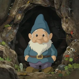 hyperrealist studio ghibli dull colors pov shot from close encounters of the third kind 1 9 7 7 of gnome in a cave.
