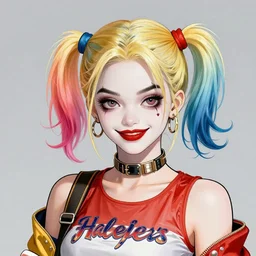 Harley Quinn as a beautiful young ape kid, illustration, comic, by James Jean, artgerm, octane render, by John Coltrane and Marc Simonetti, high detail of the face, full body