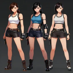 stylised concept art of tifa lockhart in alternate outfits, trending on artstation