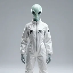 alien ( 1 9 7 9 ) in a white tight biohazard suit, fashion, render, volumetric light, artstation, digital art, concept art, symmetrical