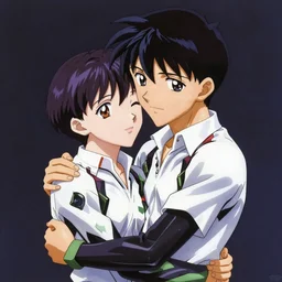 Neon Genesis Evangelion, KaworuNagisa Kaworu hugging Ikari Shinji, Trending on Pixiv,
