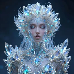 a portrait of woman made of crystal gems, bioluminiscense, fantasy art