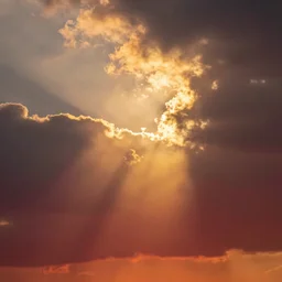 golden rays of the glorious sunshine sending down such a blood-red light