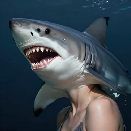 a gorgeous woman with the teeth of a great white shark