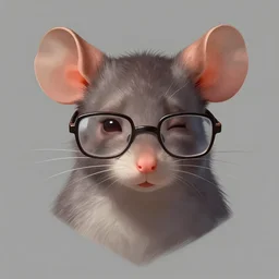 character design portrait of an anthropomorphic furry rat girl with rat ears, wearing medium - sized glasses, looking at us, eyes half closed, 4 k, concept art, by wlop, ilya kuvshinov, artgerm, krenz cushart, pixiv.