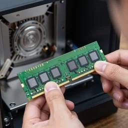 a picture of someone downloading computer ram