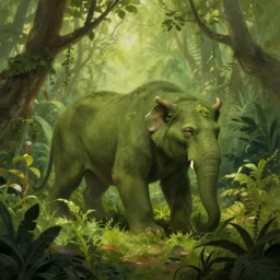 fantasy jungle life. olive green tones, greg rutkowski