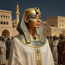 Photo, diorama of a people in the Egypt town.