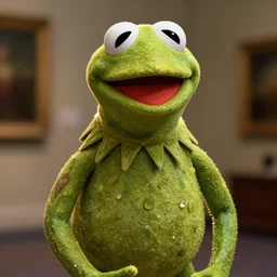 realistic photo of golden ratio kermit the frog, tight fit, tattooed tone body, rim lighting, metropolitan museum, kodak, 8 k, very detailed, high resolution, esquire