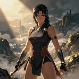 kitana (mortal kombat), portraiture, anime art, by ross tran