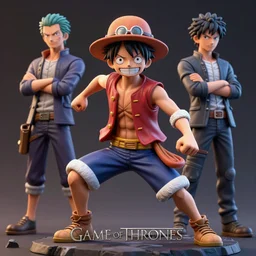 [ luffy in game of thrones ] 3 d, photography ( by kim jung gi ) ( by george morikawa ) ( by kentaro miura ) ( by eiichiro oda )