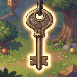 key, detailed illustration of an object with handpainted textures, rpg game style, center, rim lights and glow, colorful, high depth and details