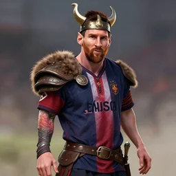 Messi as a Viking, detailed digital art, trending on Artstation