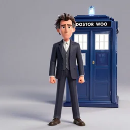 portrait of rick sanchez standing next to the tardis from doctor who portrait pixar style by tristan eaton stanley artgerm and tom bagsha