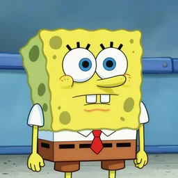 spongebob dressed like walter white, angry stare