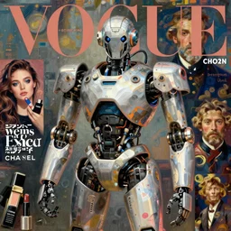 samurai robot robot, digital concept art illustration by ilya kuvshinov and artgerm, vogue japan women's fashion beauty celebrity magazine, chanel makeup, john singer sargent, impressionist oil on canvas painting, trending on artstation, intricate